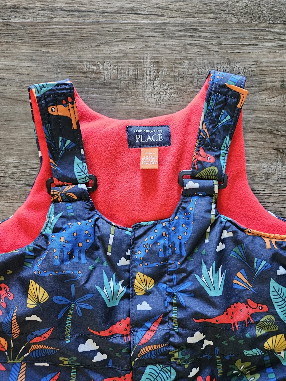 The Children's Place Toddler Boys Dino Print Adjustable Snow Overalls